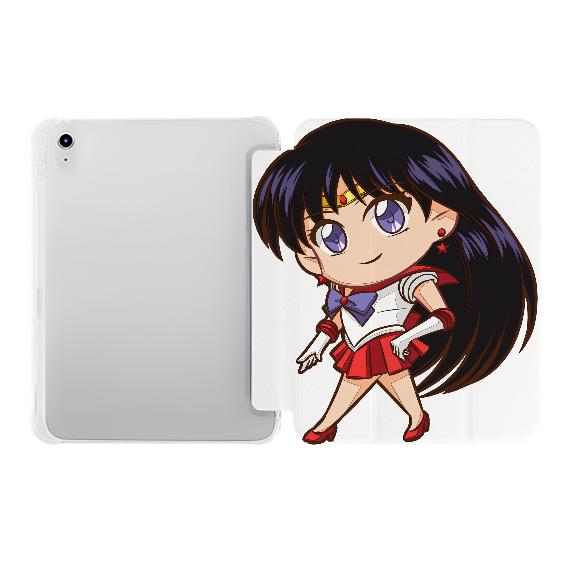 （画像用） 美少女戦士セーラームーン 火野レイ ひの レイ Sailor Moon Hino Rei （セーラーマーズ,Sailor Mars） IPad ケース ペン収納付き 三つ折りスタンド PUレザー×シリコン 対応機種9.5/10.5/10.9インチ